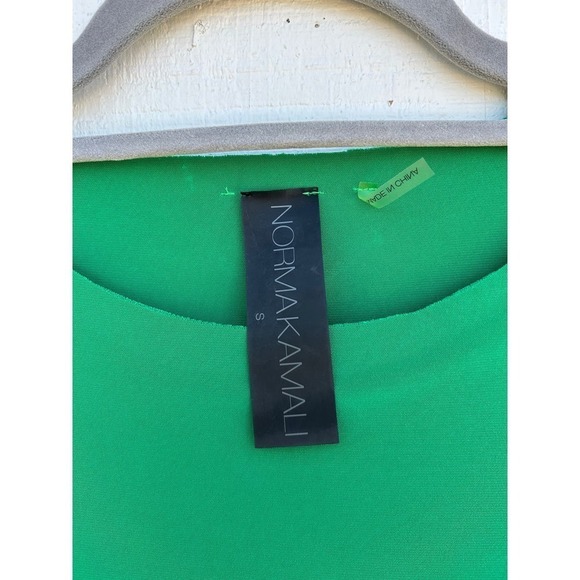 Norma‎ Kamali Green Sleeveless Babydoll Dress, Blouson, Raw Cut Edges, Sz S - Picture 3 of 7